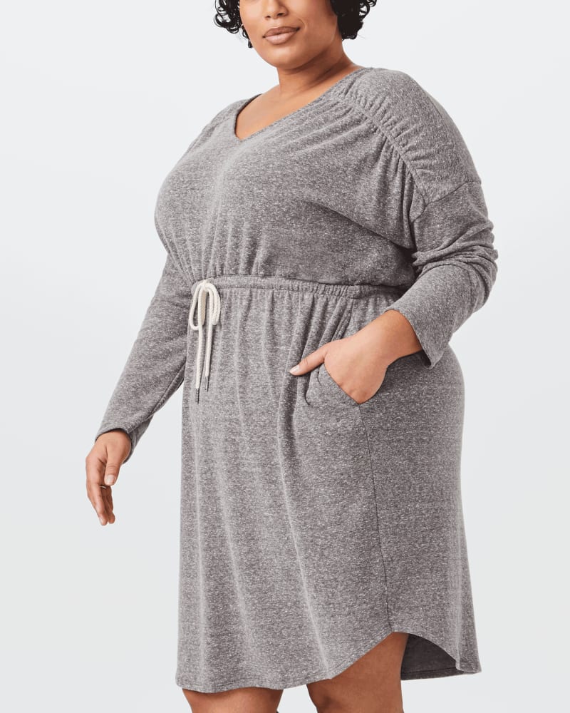 Glenda Plus Size Long Sleeve Casual Dress Charcoal Grey